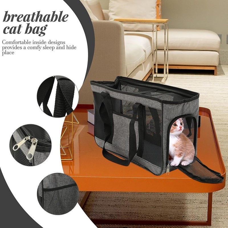 Large Soft Sided Outdoor Cat Carrier Breathable Handheld Pet Travel Bag For Warm Weather - Image 3